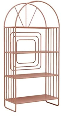 NESPIQ Bibliothèque de rangement à 4 niveaux en fer pour CD, films, livres, pour salon, chambre à coucher, bureau (rose)