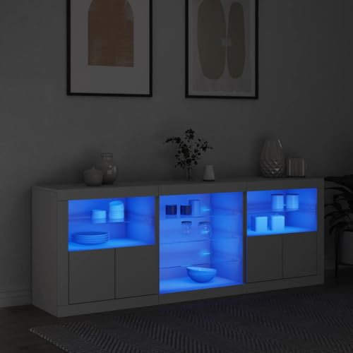 WRJENFSC LED Sideboard Weiß 181,5 x 37 x 67 cm RGB Beleuchtung Modernes Küchenbuffet für Living Room Corridor Bedroom