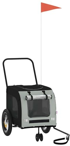 vidaXL Fahrradanhänger für Haustiere Grau und Schwarz 125 x 53 x 54 cm, Garten & Terrasse, moderner Hundetransport, mobiler Haustiertransport, Flexibles Reiseequipment für Begleiter.