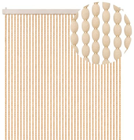 PALUPLUS Tenda a Corda Pompon Antimosche di colore Beige, misura 100x220 cm, tenda per porte e finestre, moschiera a pannello, 104 catenelle a caduta, zanzariera per insetti -8798F -2,6