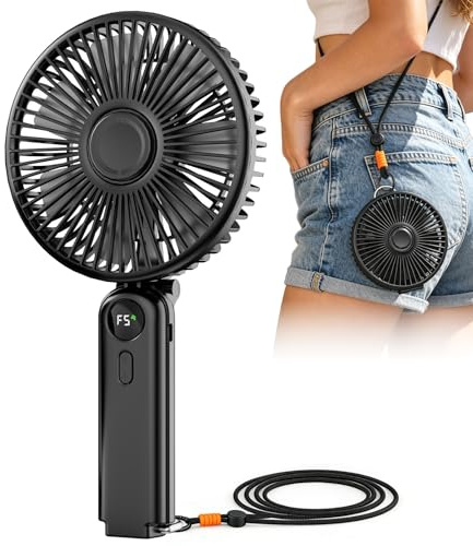 Innopower Mini Ventilatore Portatile 10000mAh Ultra Silenzioso 5 Velocità USB C Mini Ventilatori da Tavolo con Autonomia Fino a 40 ore, 180° Pieghevole con Cordino come Ventilatore da Collo