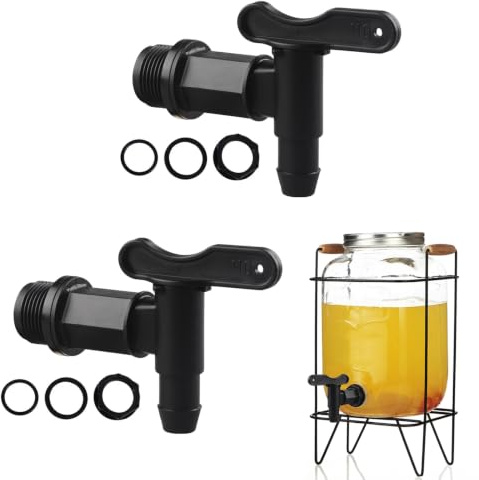 2 PCS Rubinetto in plastica per birra secchio 3/4 Rubinetto Serbatoio Acqua Pioggia Rubinetto in Plastica per Serbatoio Distributore di bevande per uso domestico per Secchio di fermentazione (Nero)