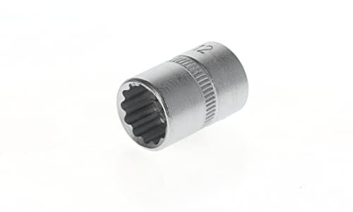 GEDORE Douille, Entraînement 1/4 6,3 mm, 12 pans, Diamètre 12 mm, Outil, 20 12, Acier chromé