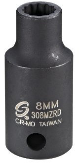 SUNEX 308 Mzrd 3/20,3 cm Drive 8 mm 12 pans Semi-deep Douille à impact