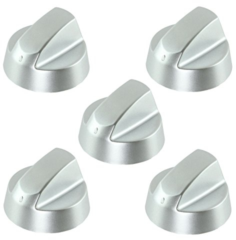 Drehknopf von Spares2go, für Siemens Herd-/Backofen-Kombinationen, Herde und Kochfelder, 1-6 Stück plus Adapter, silberfarben Pack Quantity: 5