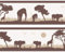Kleisterbordüre Afrika, 4-teilig 520x15cm, Tapetenbordüre, Wandbordüre, Borte, Wanddeko, braun, beige