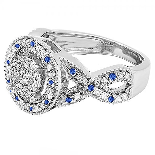 Dazzlingrock Collection Verlobungsring für Damen, runder blauer Saphir und weißer Diamant, Sterlingsilber, Sterling Silber, Blauer Saphir