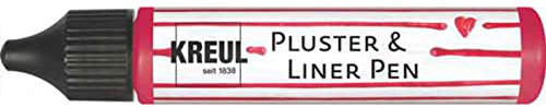 KREUL 49808 - Pluster und Liner Pen rubinrot, 29 ml, Plusterfarbe zum Dekorieren und Verzieren, für Dekoeffekte durch aufplustern im Backofen, mit Bügeleisen oder Fön