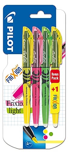 Pilot Pen 4136B4 - Frixion Textmarker 4er Packung, radierbar, grün, pink und 2x gelb