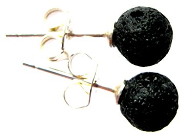 Ohrstecker Lava Kugel 6 mm 925er Silber