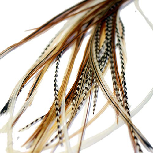Extensiones de pelo de plumas reales +anillos/lazo- Mixed Nats (3 Plumas)