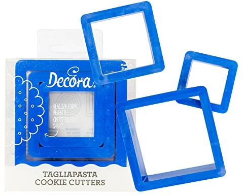 DECORA 0255304 Set 3 Ausstecher quadratisch 3,5 5 7 H 2,2 cm, Kunststoff, Rosa, 3