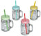 2 Stk Henkelbecher - Gläser mit Strohhalm & Deckel - bunte Farben - Trinkbecher als  Milchglas  Sommerglas - Flasche z.B. Limonade Erfrischung Sommer - Sm..