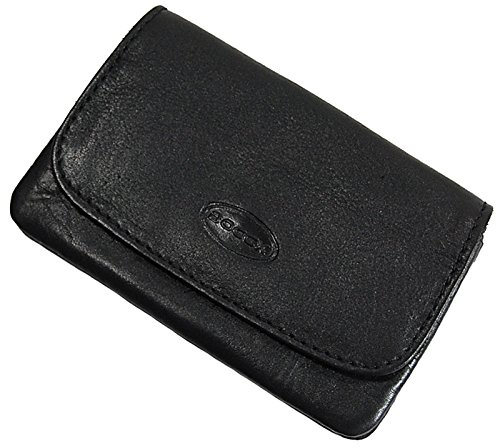 Kleine Gürteltasche echt Leder Geldbörse mit Gürtelschlaufe Festivaltasche (Schwarz)