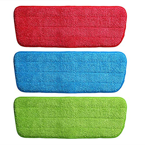 Poussière Serpillère Pad ,Mop Remplacement des Tampons 3 pièces Couleurs Différentes Lavable Réutilisable et Microfibre convient Vadrouilles et Révéler les Vadrouilles pour Nettoyage Sec ou Humide