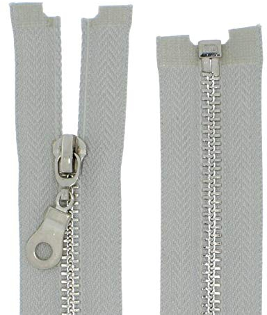 zipworld Reißverschluss Metall Silber Nickel teilbar 5mm MS Hellgrau - 310 (80cm)