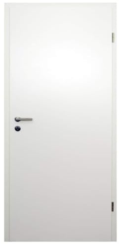 HORI Zimmertür Komplettset mit Zarge und Türdrücker I Innentür CPL Weiß I Höhe 198,5 cm I Anschlag, Breite und Wandstärke wählbar - DIN rechts - 1985 x 860 x 265 mm