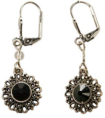 Alpenflüstern Trachten-Ohrhänger Ornament rund - Damen-Trachtenschmuck, Trachten-Ohrringe (schwarz) DOR043