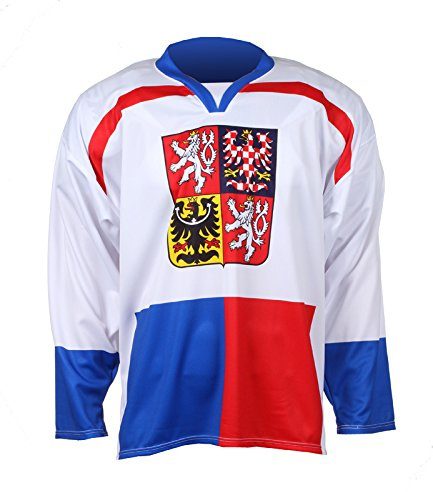 MERCO Herren Retro Eishockey-Jersey Nagano 1998 Mehrfarbig Langarm Crewkragen Crew-Neck, Short-Sleeves L