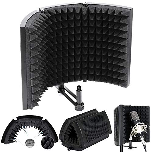 ALLOMN Mousse D’isolation de Microphone, Panneau D’isolation Acoustique Rabattable en Mousse Insonorisante Repliable Mic Studio, posé sur la Table ou Monté sur Pied pour le Matériel de Studio