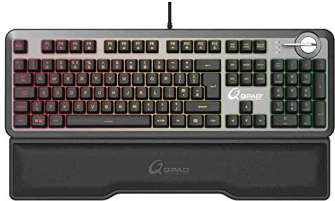 Qpad mk-95 Pro Gaming Mechanical Switchable Switch Keyboard, with RGB Backlit and Palmrest, Painting Keycap, UK Layout PC