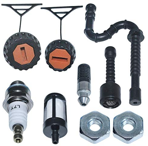 AUMEL Tankdeckel Kettensäge Öltankdeckel für Stihl 028 038 021 034 025 026 020 020T 023 024 Kettensäge ersetzen mit Kraftstofffilter Zündkerze Kit 00035005510 00003500520 Gartenzubehör