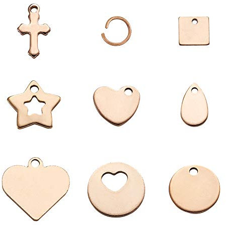 PandaHall - 40 ciondoli in acciaio INOX con 20 anelli per la creazione di gioielli (oro rosa)