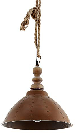 EGLO Pendelleuchte Riddlecombe, 1 flammige Hängelampe Vintage, Industrial, Retro, Hängeleuchte Holz, Stahl und Natur-Seil, Esstischlampe, Wohnzimmerlampe hängend in Braun, Schwarz, E27 Fassung