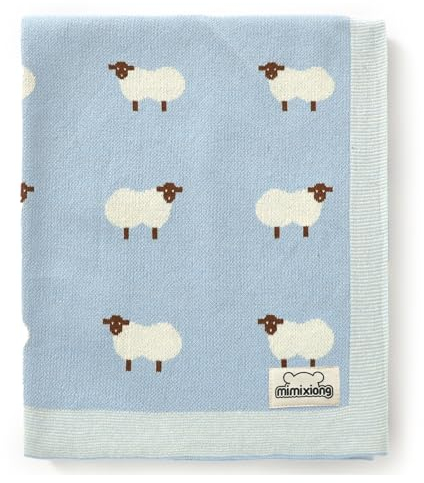 mimixiong Babydecke 100% Baumwolle 80x100cm doppelseitig multifunktional Schafe Kuscheldecke für Kinderwagen weich Blau