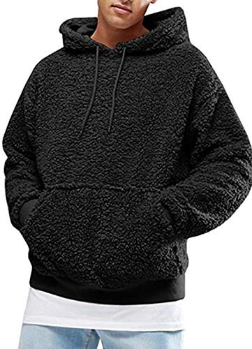 SOMTHRON Felpa da Uomo in Peluche con Cappuccio, Felpa da Uomo, Felpa con Cappuccio, Felpa Invernale con Tasche Felpa Sherpa in Pile lanuginoso