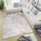 TAPISO Valley Teppich Kurzflor Vintage Ethno Hellgrau Ornamental Meliert Verwischt Used Effekt Wohnzimmer Schlafzimmer ÖKO-TEX 300 x 400 cm