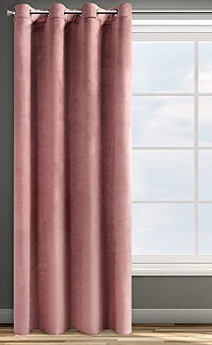 Eurofirany ROSA Vorhang Samt Velvet Ösen -1 STK. Weich Edel Gardine 200g/m² Elegant Glatt Einfarbig Flauschig Modern Klassisch Wohnzimmer Schlafzimmer, 140x250 cm, Dunkelrosa