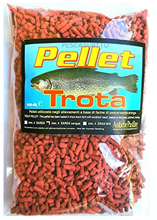 Pescasubito.com Trota Pellet Utilizzato negli Allivamenti a Base di Farine di Pesce-Sarda-Aringa, 1 kg
