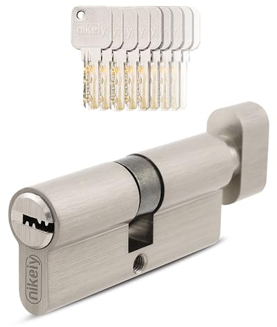 GERCAR Pro 1x Knaufzylinder 35/35 Set 1 Schließzylinder mit Knauf inkl. 5 Schlüssel - 70 mm Türschloss Zylinderschloss 1er Zylinder - Länge: 70mm, A:35 B:35 - Messing matt massiv