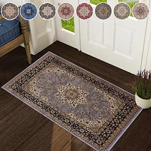 renoazul® Door Mat, Washable Kitchen Mats Traditional Non Shed Vintage Door Matt Indoor, Front Door Entrance Carpet Runner Small Floor Mat - 60 X 110 Cm - Rome Grey