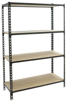 Simon Rack Étagère Rangement et 4 Niveaux en Boix, 150 kg Capacité de Charge et Point de Flexion, 1500x1000x400 mm, Étagère Charge Lourde, Étagère Garage, Anthracite/Bois - Maderclick
