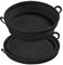 Air Fryer Silikontopf, 2er Pack Silikonkorb Faltbare, Runder Heißluftfritteuse Korb Zubehör Ersatz, Wiederverwendbar Antihaft Airfryer Silikon Backpapier für Backofen, Mikrowelle (Schwarz 21cm)