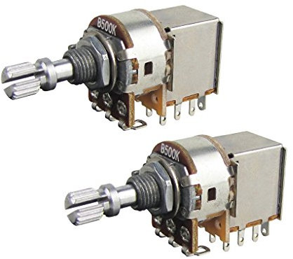 FLEOR B500K Push-Pull-Potentiometer Linear Taper Pots 15 mm kurze geteilte Welle für Teile des E-Gitarren-Steuerschalters, 2er-Pack