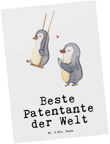 Mr. & Mrs. Panda Postkarte Patentante - Geschenk, Bedanken, Dankeskarte, Kleinigkeit, Mitbringsel, Ansichtskarte, Paten Tante, Dankeschön,
