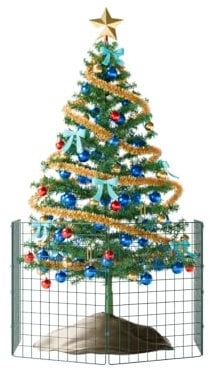 Present Protector Xmas Tree Fence Pet Guard, Christmas Tree Protector from Dogs, Pet-Safe Barrier to Protect Christmas Decorations, 75cm High x 50cm Wide 4 Panels