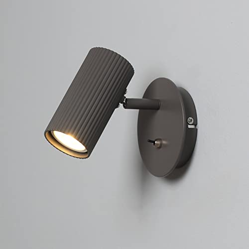 DAWALIGHT GU10 Foco Pared Interior Aplique con Interruptor LED 5W Blanco Cálido Angulo Ajustable para Sala de Estar Dormitorio Pasillo Hotel, Aluminio, Gris