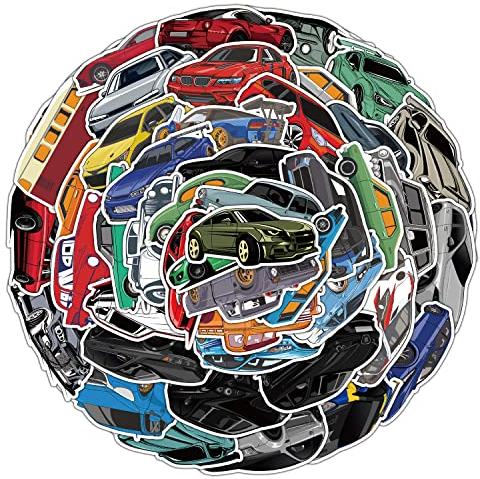 AUCEKO 50 Stück JDM-Auto Aufkleber Pack Sportwagen Sticker Set wasserdichte Vinyl Sticker für Laptop Kinder Autos Motorrad Fahrrad Skateboard Gepäck Koffer Computer Aufkleber Graffiti Decal
