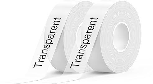 SUPVAN KATASYMBOL E-serie Etiquetas Adhesivas, 15 mm × 6 m, 2 Rollos | Negro sobre Transparente, Compatibles con E10/E11/E12, Resistentes al Agua y Aceite, Ideal para Hogar, Oficina, Escuela