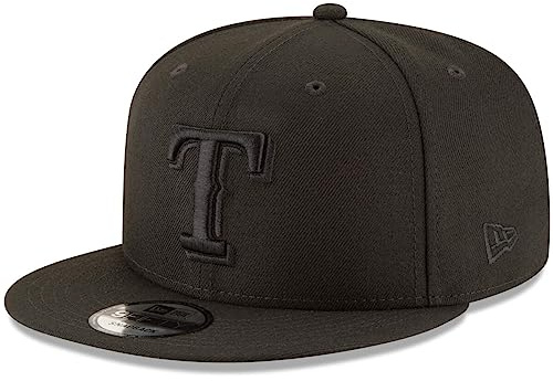 New Era MLB 9FIFTY Black Adjustable Snapback Hat Cap One Size Fits All, Texas Rangers, One size