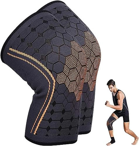 KEAFOLS Knee Brace For Men Women, Knee Sleeves Premium Chinlon And Diene Elastic Fiber Antimicrobic Knee Compression, Support For Knee Pain Relief & Injury Rehabilitation Sports Running Hiking L