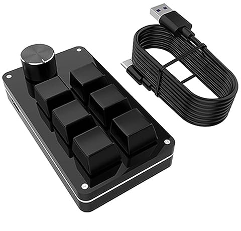 Docooler RGB-Tastatur mit Kabel, Mini-mechanisch, USB, programmierbares Makro, 6 Tasten, 1 Knopf