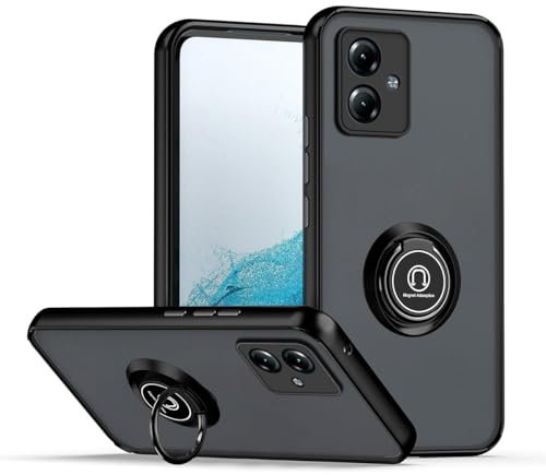 UPLAI Hülle für Motorola Moto G14, Slim Stoßfest Handyhülle Case mit Magnetischer Autohalterung, Prämie PC + TPU Bumper Stilvoll Gefrostet Schutzhülle.(Schwarz)