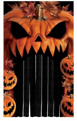 Horror-Shop Scary Halloween Türvorhang mit Kürbissen & Herbstblättern
