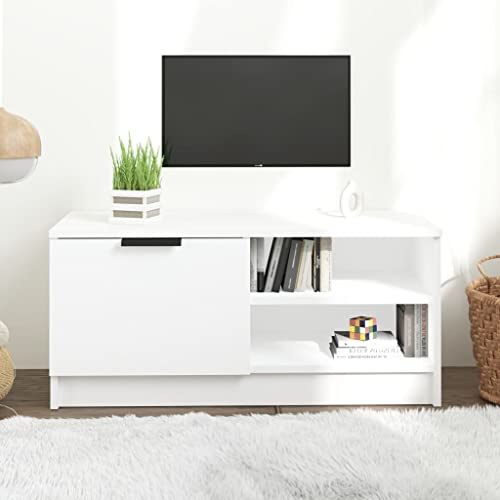 Meuble TV suspendu en matériau dérivé du bois - Blanc - 80 x 35 x 36,5 cm