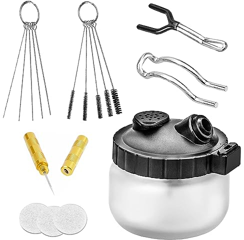 Lanlengtec - Kit de limpieza completo para aerógrafo, incluye 1 bote de limpieza con soporte